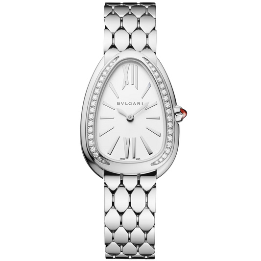 Bvlgari Ref. 103949 Serpenti Stainless Steel White Dial Factory Diamond Bezel Seduttori
