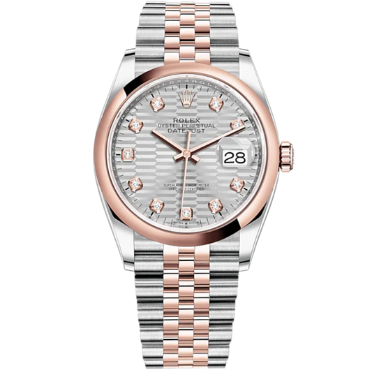 Datejust 36 36mm Oystersteel Everose Gold Jubilee Bracelet Silver Fluted Motif Diamond-set Dial Domed Bezel