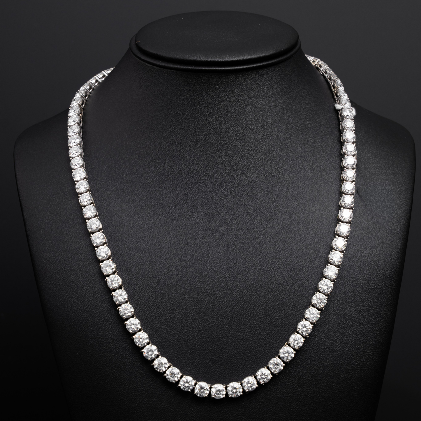82 TCW Lab Diamond Tennis Necklace ( HPHT )-14K WG - (82.27 CTW ) (82 Stones ) ( 1 Carat Each ) ( 22 Inch ) (72.6G)