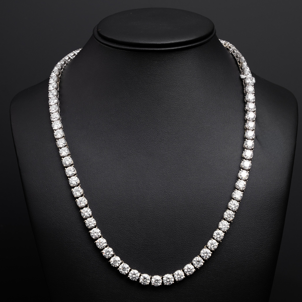 82 TCW Lab Diamond Tennis Necklace ( HPHT )-14K WG - (82.27 CTW ) (82 Stones ) ( 1 Carat Each ) ( 22 Inch ) (72.6G)