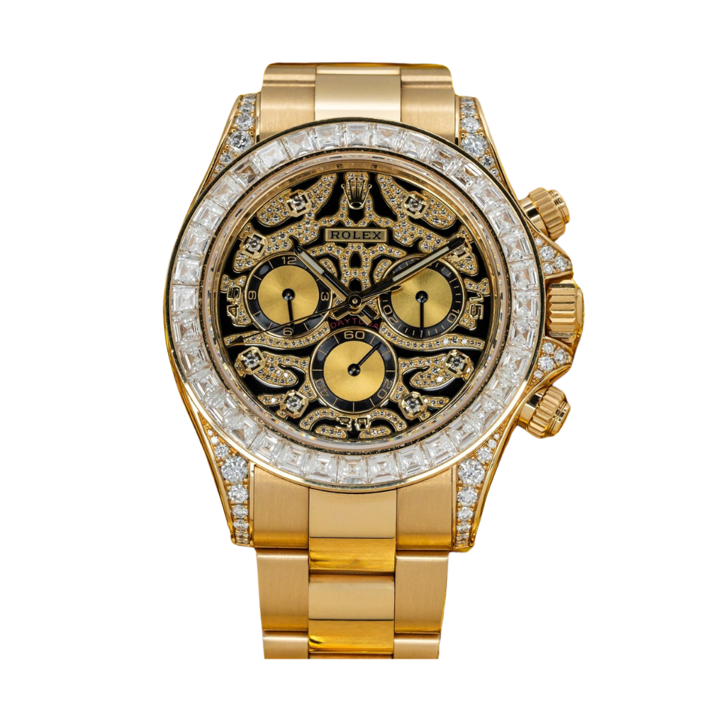 Rolex Daytona Ref. 116598TBR Full Yellow Gold Eye of The Tiger Pave Dial/Factory Set Bezel and Lugs