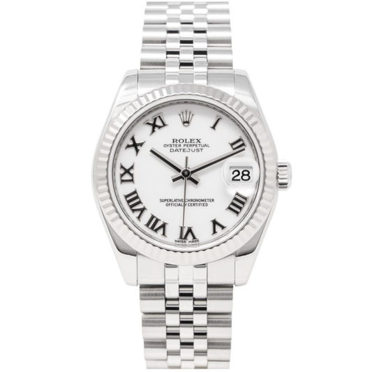 Rolex Datejust Ref. 178274 31MM Stainless Steel White Roman Dial on Jubilee/Fluted Bezel
