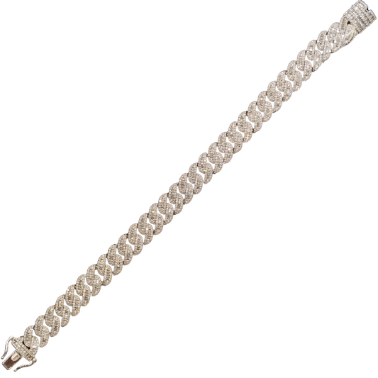Cuban Bracelet 10k White Gold Cuban Link Bracelet - 41 grams - 5.43 cts - 8 inches