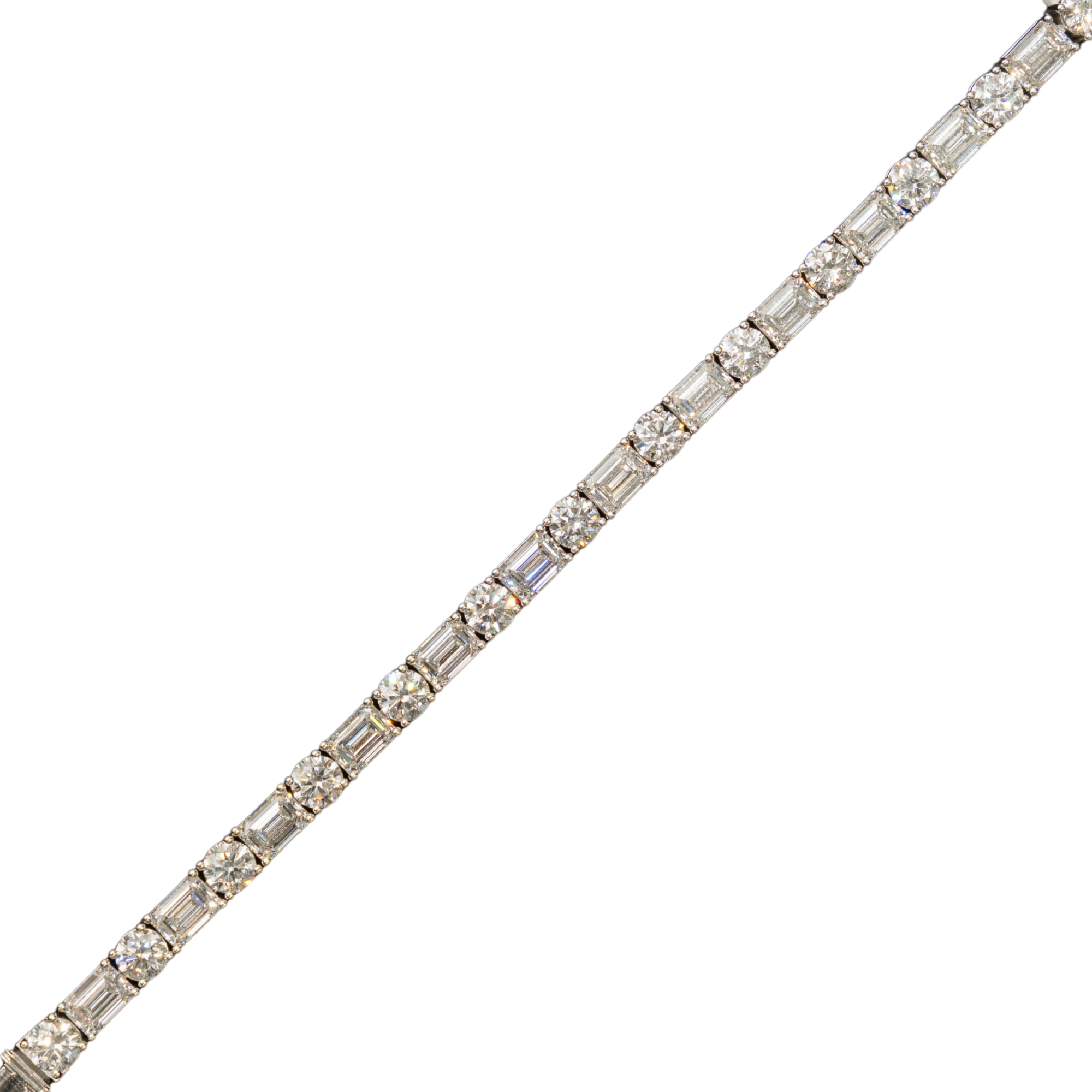 10k White Gold LAB Round and Emerald Cut Tennis Bracelet - 100 pointer rounds + 175 pointer emeralds - 40.85 grams - 35.55 cts - 8 Inches (604139B)