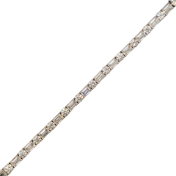 10k White Gold LAB Round and Emerald Cut Tennis Bracelet - 100 pointer rounds + 175 pointer emeralds - 40.85 grams - 35.55 cts - 8 Inches (604139B)