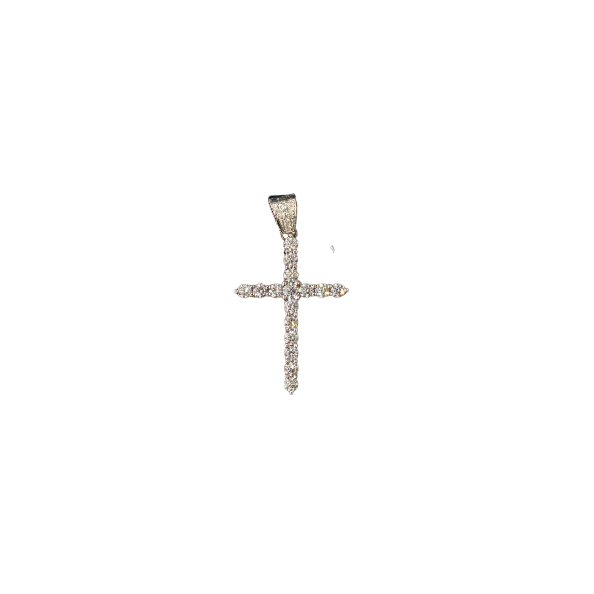 Cross Tennis Stone Pendant- 14K WG- 16 Stones- 0.15 Pointer - 2.5 CTW- 5.3 Grams