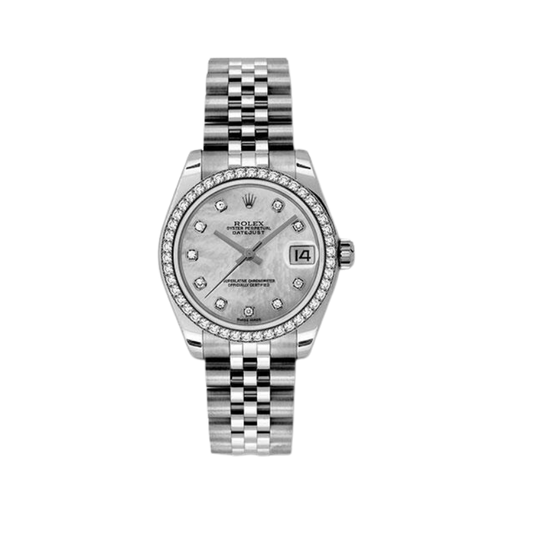 178384 Rolex Datejust 31mm MOP Diamond Dial and Diamond Bezel Complete with Box and Papers