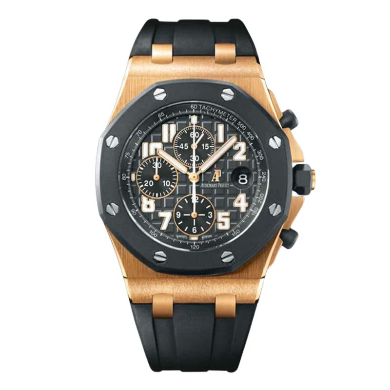 25940OK.OO.D002CA.01.A Rose Gold AP RubberClad With Grey Dial White Markers and Black Subdials