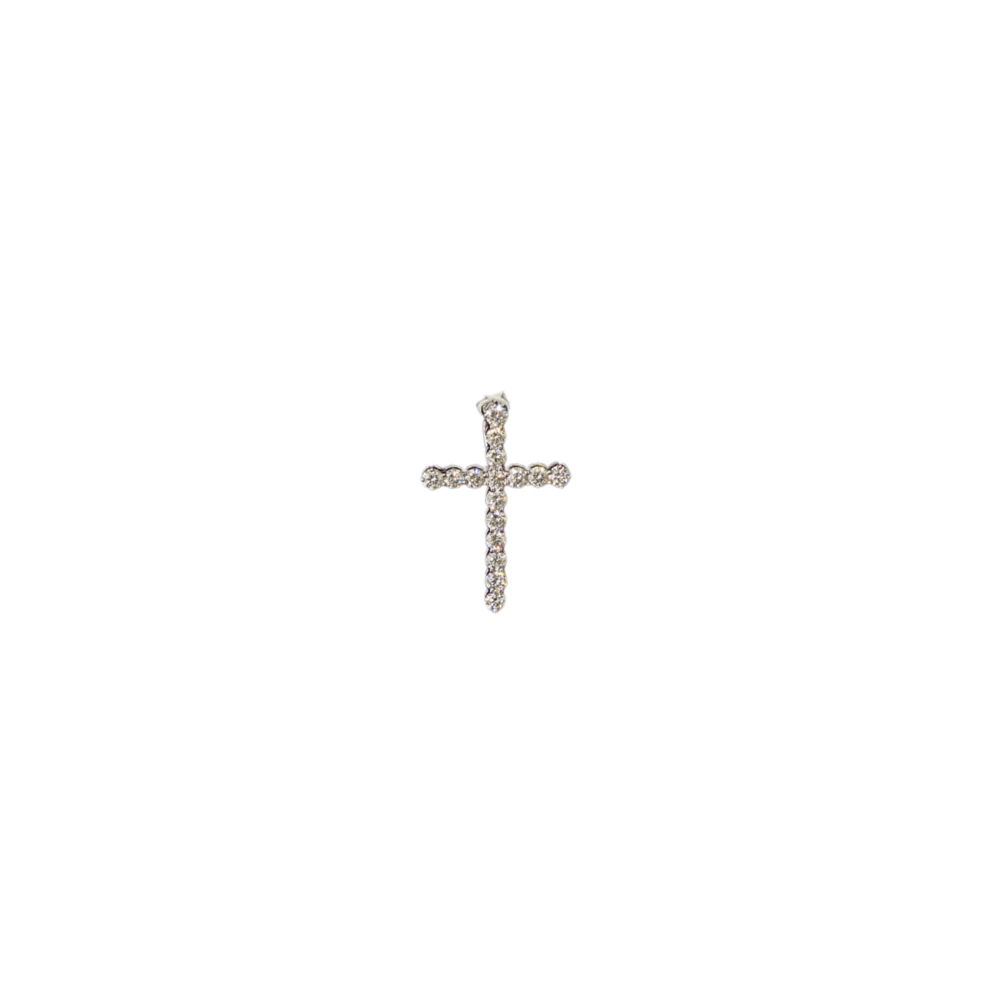 10k White Gold Cross Pendant - 1.17 grams - 0.53 cts