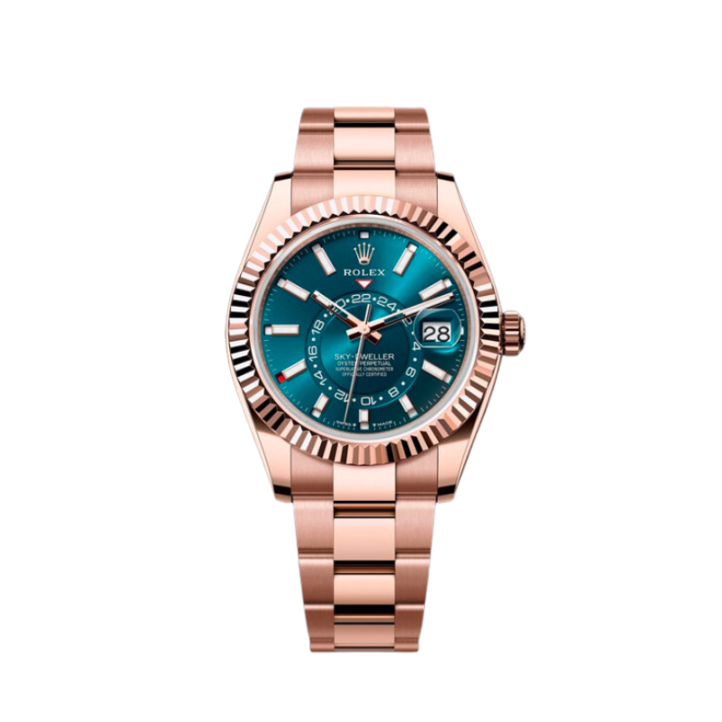 336935 Rose Gold Blue Dial Skydweller 2023 Brand New Complete with Box and Papers