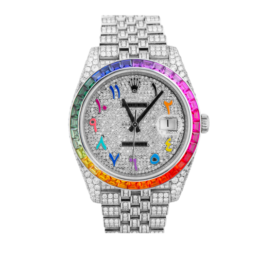 126300 41mm Datejust BUSSDOWN Rainbow Bezel with Rainbow Arabic Numeral Dial on Oyster (Watch + Card)