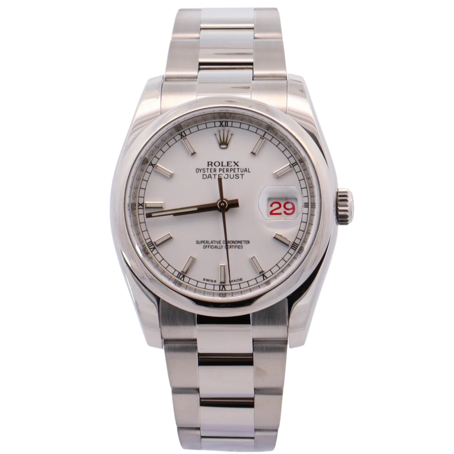 Rolex Datejust Ref. 116200 36MM Stainless Steel White Dial Smooth Bezel on Oyster