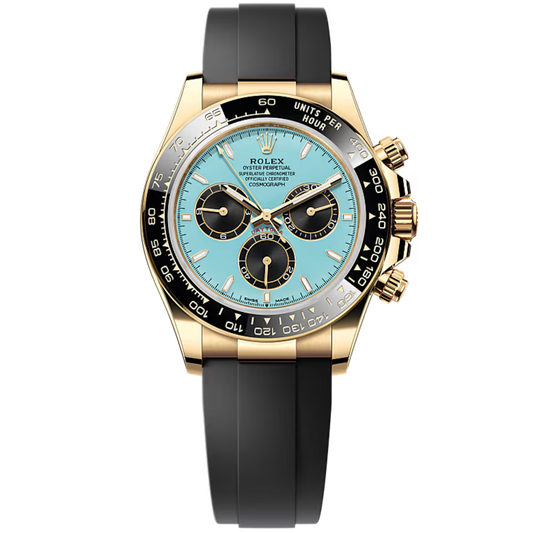 Rolex Daytona Ref. 126518LN Yellow Gold on Oysterflex Blue Dial Black Subdials