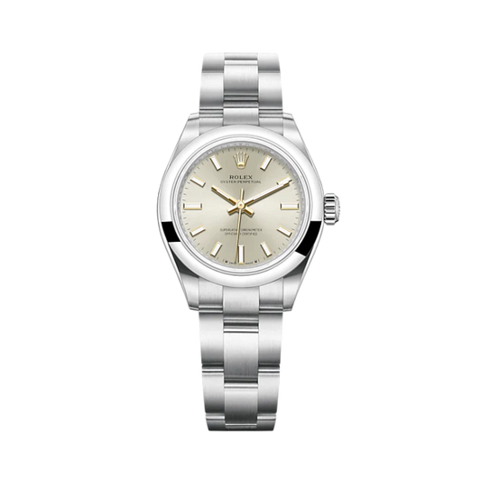 276200 28MM Oyster Perpetual Silver Dial on Oyster 2023 Preowned Complete with Box and Papers