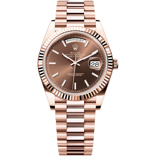 Rolex Day Date Ref. 228235 Rose Gold Dial Chocolate Stick Dial