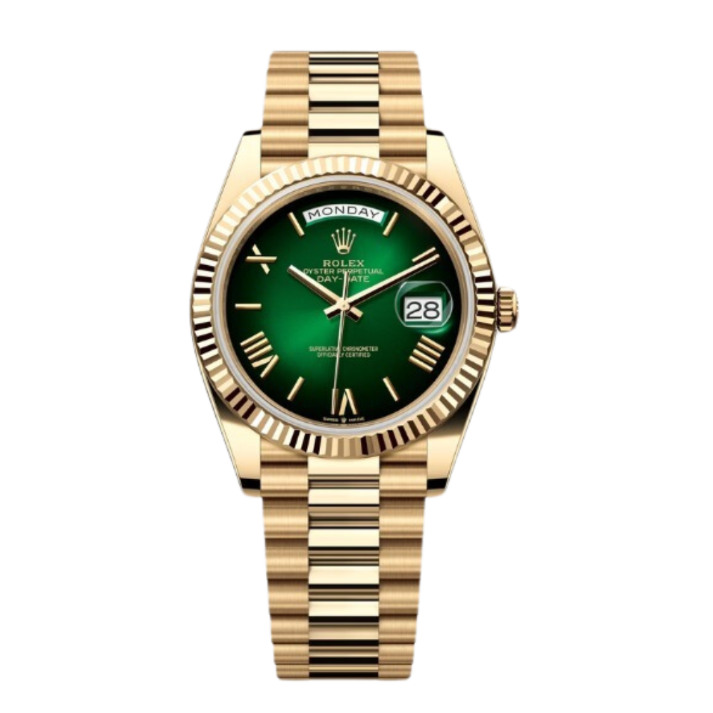 Rolex Day-Date Ref. 228238 40MM Yellow Gold Case Ombré Green Dial