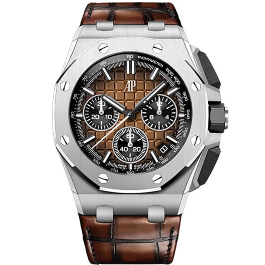 Audemars Piguet Royal Oak Offshore Ref. 26420ST.OO.A828CR.01 43MM Stainless Steel Chronograph Brown Dial Leather Strap