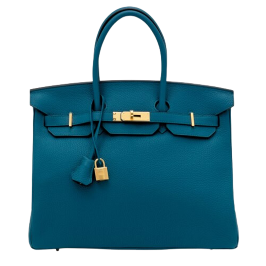 Hermes Birkin 35 Vert Bosphore Clemence Leather