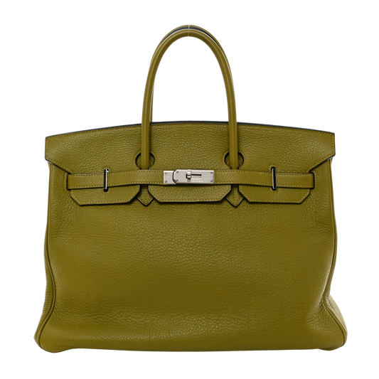 Hermes Birkin 35 Vert Chartreuse Clemence Leather