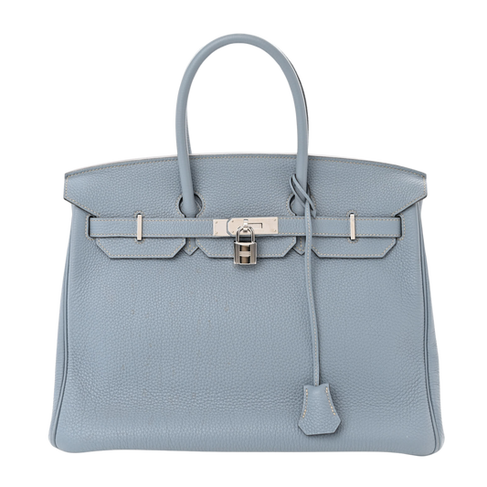 Hermes Birkin 35 Bleu Lin Togo Leather