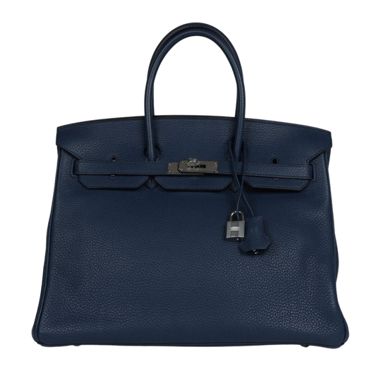Hermes Birkin 35 Bleu de Malte Clemence Leather