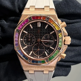 Audemars Piguet Royal Oak Offshore Ref. 26236OR.YY.D002CA.01 37MM Rose Gold Black Dial with Factory Rainbow Bezel