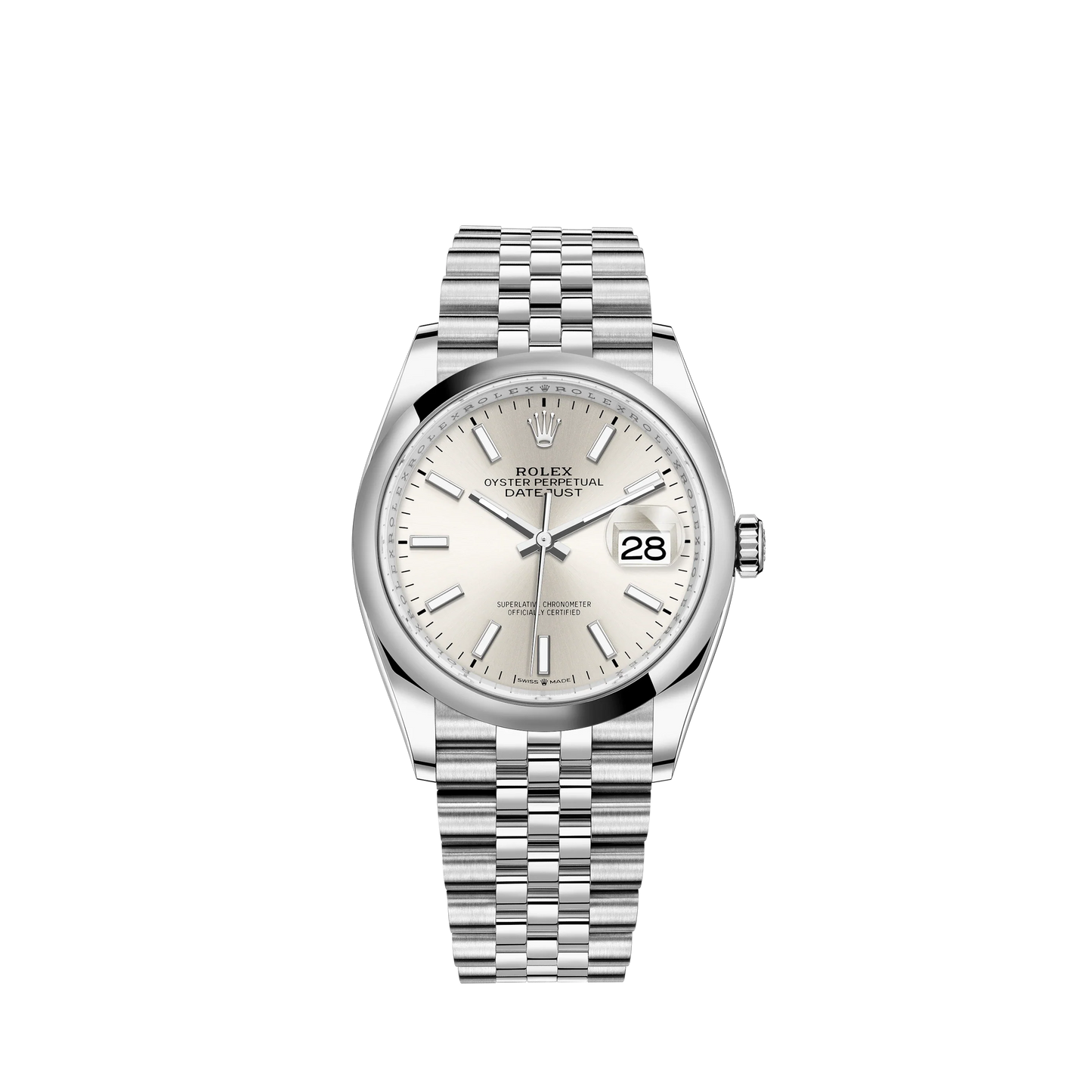 Rolex Datejust Ref. 126200 36MM Silver Stick Dial on Jubilee