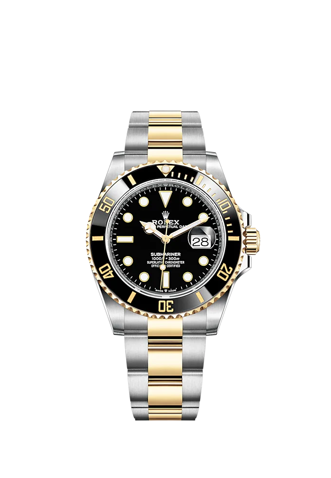 Rolex Submariner Two Tone Yellow Gold Black Dial