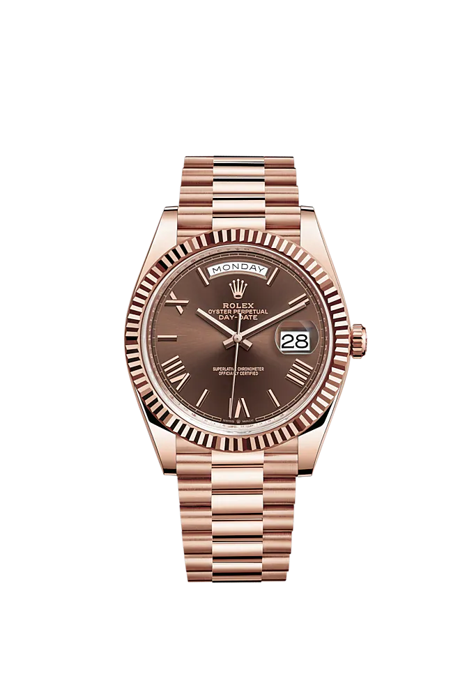 Rolex Day Date Ref. 228235 Rose Gold Chocolate Roman Dial