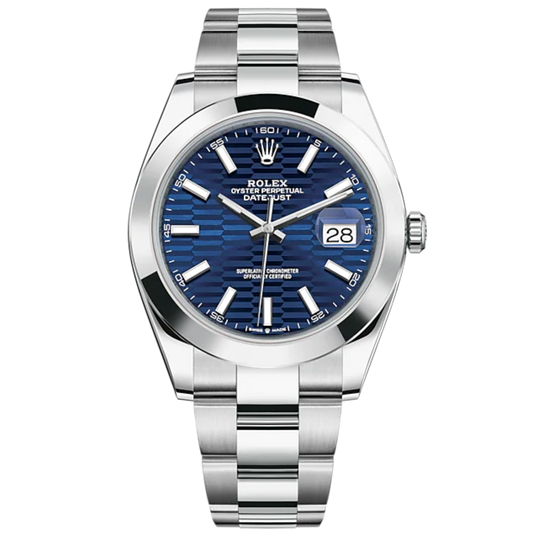 Datejust 41 41mm Oyster Bracelet Oystersteel with Bright Blue Fluted-Motif Dial Oystersteel Bezel