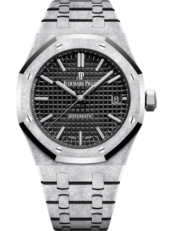 15454BC.GG.1259BC.03 37MM White Gold Frosted Royal Oak Black Dial Like New (Watch + Card)