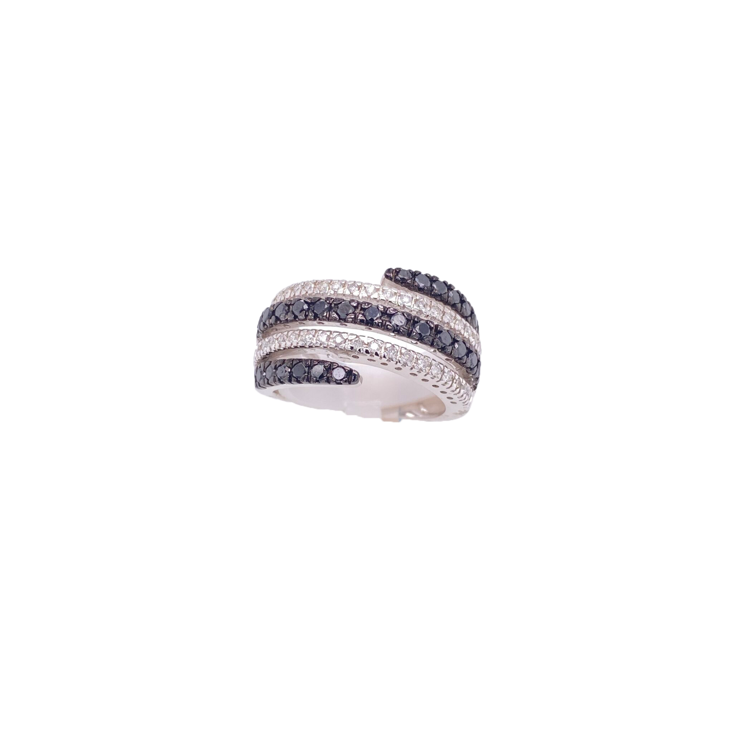 Black Diamond Ring 14 Karat White Gold 0.90 Carats
