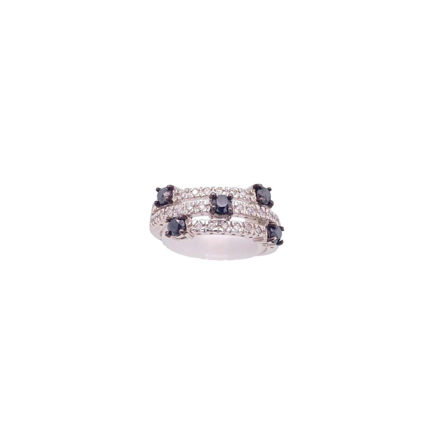 Black Diamond Ring 14 Karat White Gold 0.85 Carats