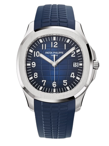 5168G-001 Aquanaut 42.2mm Midnight Blue Tropical Strap Blue-Black Gradated Embossed Dial White Gold Bezel