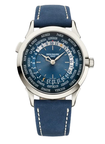 5230P Complications 38.5mm Navy Blue Calfskin Strap Blue Hand-Guilloched Dial Platinum Bezel