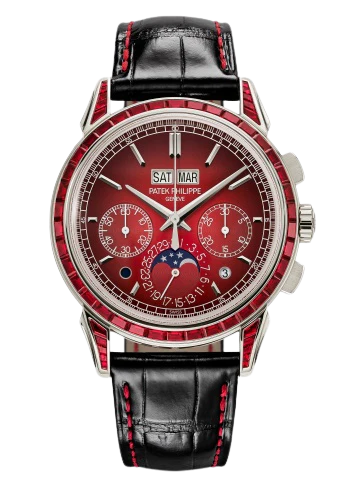 5271/12P Grand Complications 41mm Shiny Black Alligator Leather Strap Lacquered Red Gradient-Black Dial Ruby-set Platinum Bezel