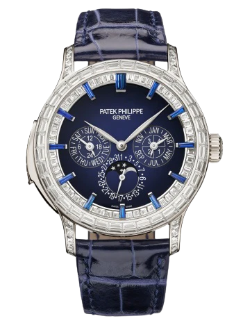 5374/300P Grand Complications 42mm Shiny Dusk Blue Alligator Leather Strap Blue Lacquered Gradient-Black Dial Sapphire Flange Diamond-set Platinum Bezel