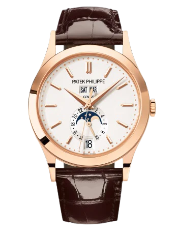 5396R-011 Complications 38.5mm Shiny Chocolate Brown Alligator Strap Silvery Opaline Dial Rose Gold Bezel