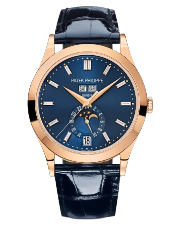 5396R-015 Complications 38.5mm Shiny Navy Blue Alligator Strap Blue Sunburst Dial Rose Gold Bezel