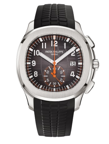 Patek Philippe Aquanaut Ref. 5968A-001 42.2mm Black/Orange Strap Embossed Black Dial Steel Bezel