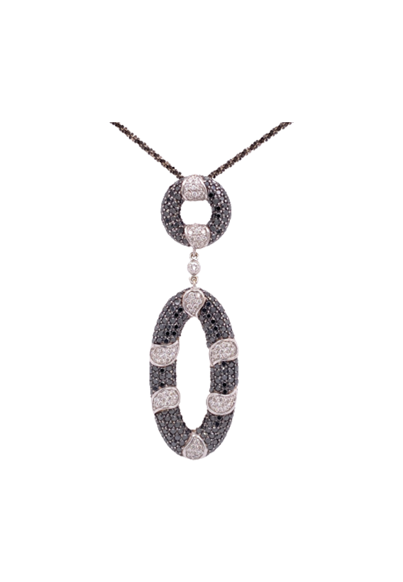 Black Diamond Necklace 18 Karat White Gold Black Diamonds 3.68 Carats