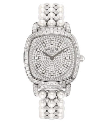 7042/100G Gondolo 48.85 carat Akoya Pearl 48 Princess-cut Diamond Bracelet Diamond-paved Flange Dial White Gold Baguette Diamond-set Bezel