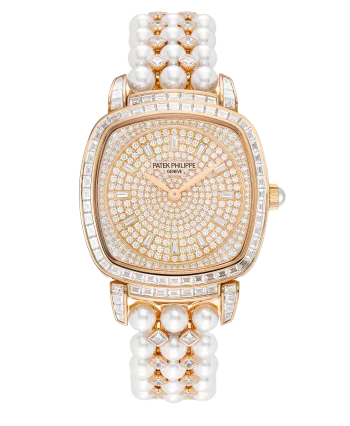 7042/100R Gondolo 48.85 carat Akoya Pearl 48 Princess-cut Diamond Bracelet Diamond-paved Flange Dial Rose Gold Baguette Diamond-set Bezel