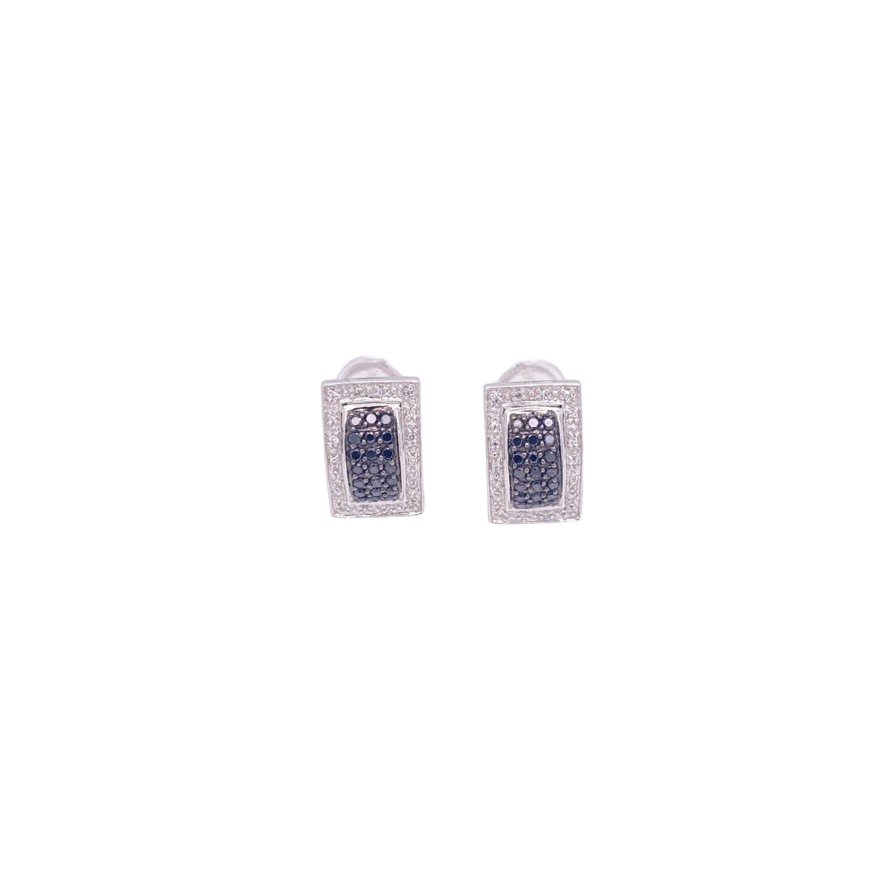 Black Diamond Earrings 14 Karat White Gold 0.80 Carats