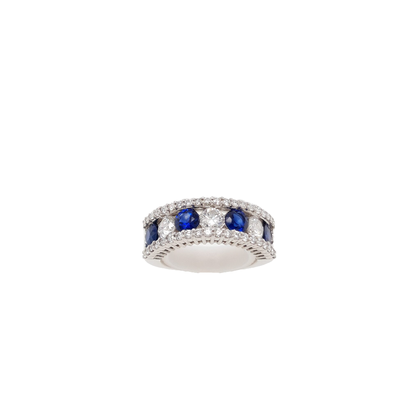 Ladies Diamond Ring With Sapphires 1.30 Carats