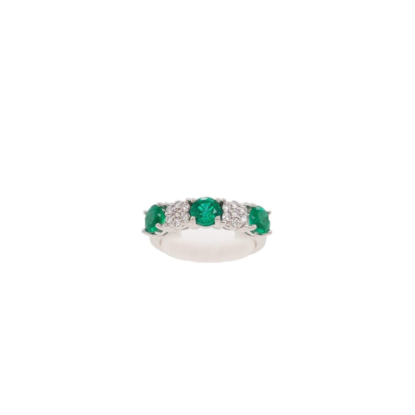 Ladies Diamond Ring With Emeralds 1.31 Carats