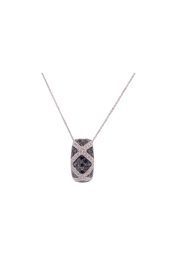 Black Diamond Necklace 14 Karat White Gold 1.36 Carats