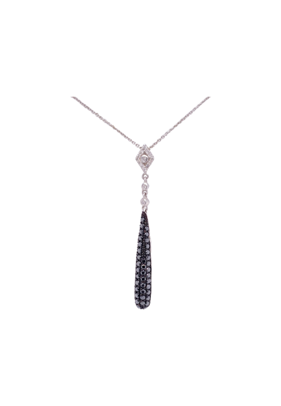 Black Diamond Necklace 14 Karat White Gold 1.67 Carats