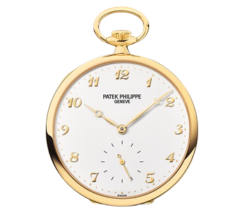 973J-001 Pocket Watches 44mm White Lacquered Dial Yellow Gold Bezel