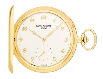 980J-011 Pocket Watches 48mm Silvery Opaline Dial Yellow Gold Bezel